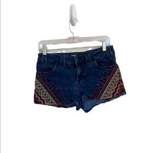 BDG Urban Outfitters Tribal Embroidered Denim Shorts